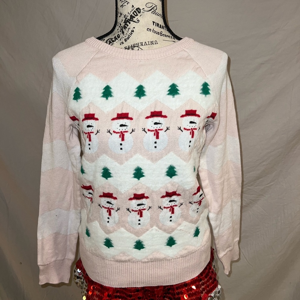 Baby Pink Snowman Sweater